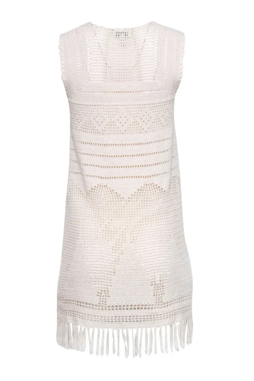Joie - Cream Crochet Sleeveless Dress w/ Fringe Hem Sz XXS