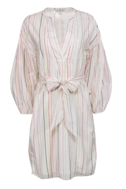 Joie - Cream w/ Multicolored Metallic Striped Dress Sz M