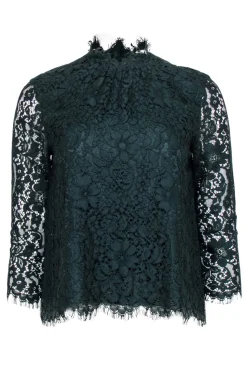 Joie - Dark Green Lace Mock Neck Top Sz XXS