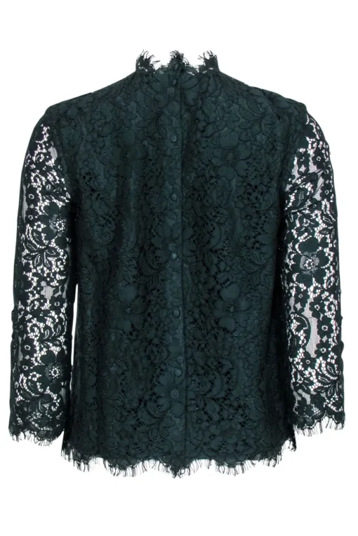 Joie - Dark Green Lace Mock Neck Top Sz XXS