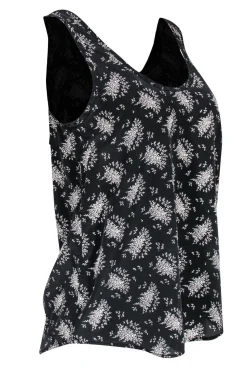 Joie - Dark Grey & White Floral Print Silk Tank Sz S