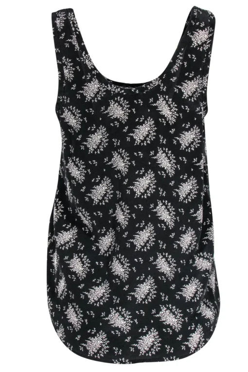 Joie - Dark Grey & White Floral Print Silk Tank Sz S