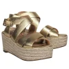Joie - Gold Strappy Woven Platform Wedges Sz 9