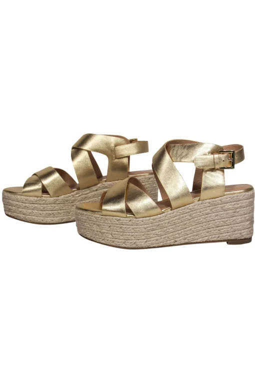Joie - Gold Strappy Woven Platform Wedges Sz 9