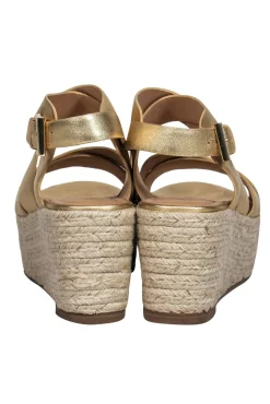 Joie - Gold Strappy Woven Platform Wedges Sz 9
