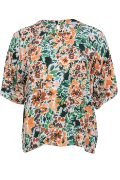 Joie – Green & Orange Floral Print Top Sz M