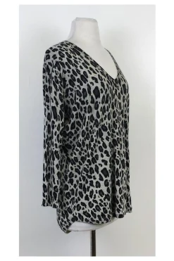 Joie - Grey & Black Cheetah Print V Neck Sweater Sz S