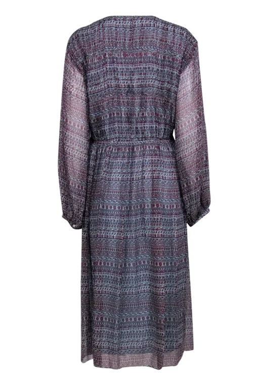 Joie - Light Blue, Terracotta, & Magenta Paisley Print Silk Midi Dress Sz XL