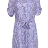 Joie - Lilac Leopard Print Short Sleeve Belted Shirtdress Sz S
