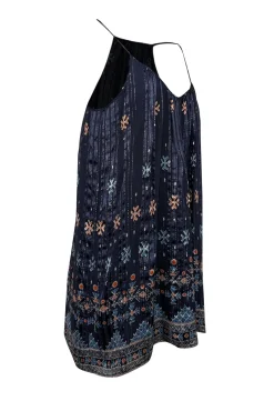 Joie - Navy & Metallic Print Sleeveless Mini Dress Sz S