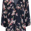 Joie - Navy Sheer Floral Print Button Down Silk Blouse Sz M