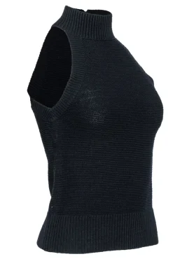 Joie - Navy Sleeveless Mock Neck Cotton "Carmena" Sweater Sz XXS