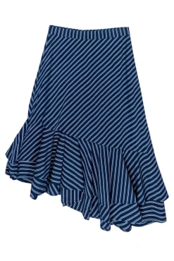 Joie - Navy Striped Ruffle Hem Skirt Sz 2