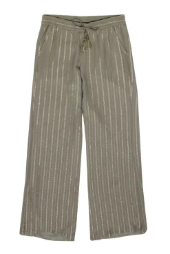 Joie - Olive & Gold Striped Wide-Legged Drawstring Waist Pants Sz S
