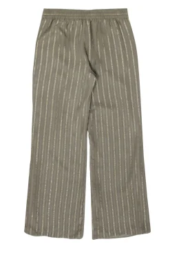 Joie - Olive & Gold Striped Wide-Legged Drawstring Waist Pants Sz S
