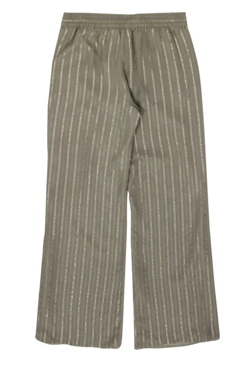 Joie - Olive & Gold Striped Wide-Legged Drawstring Waist Pants Sz S