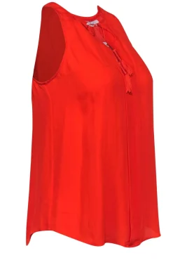 Joie - Orange Silk Pleated "Airlan" Tank w/ Tassels Sz XS