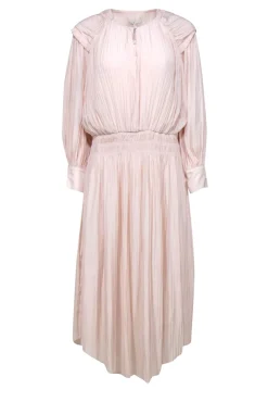 Joie - Pale Pink Pleated Ruffled Long Sleeve Maxi Dress Sz L