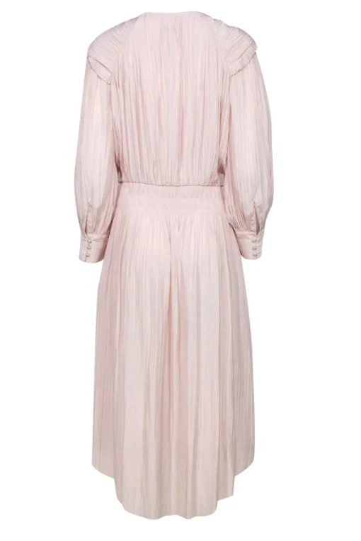 Joie - Pale Pink Pleated Ruffled Long Sleeve Maxi Dress Sz L