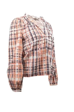 Joie - Peach, Charcoal, & White Tie Dye Print Blouse Sz XS