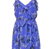 Joie - Periwinkle Floral Print Sleeveless Dress w/ Ruffles Sz M