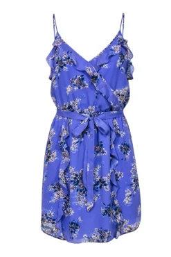 Joie - Periwinkle Floral Print Sleeveless Dress w/ Ruffles Sz M