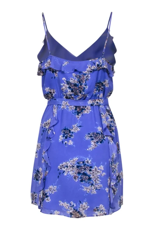 Joie - Periwinkle Floral Print Sleeveless Dress w/ Ruffles Sz M