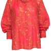 Joie - Pink & Brown Printed Long Sleeve Button Down Shirt Size S