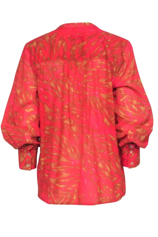 Joie - Pink & Brown Printed Long Sleeve Button Down Shirt Size S