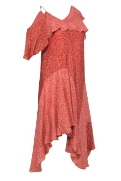 Joie - Pink & Red Silk One Shoulder Dress Sz XXS