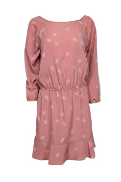 Joie - Pink Floral Bouquet Print Crop Sleeve Dress Sz S