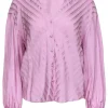 Joie - Pink Satin Striped Button-Up Blouse Sz S