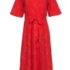 Joie - Red Floal Print Short Sleeve Wrap Dress Sz XXS