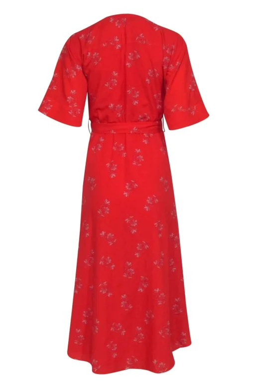 Joie - Red Floal Print Short Sleeve Wrap Dress Sz XXS