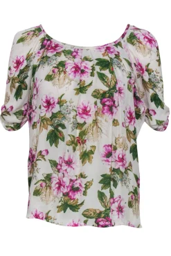 Joie - White Floral Silk Puffed Sleeve Top w/ Bow Sz S