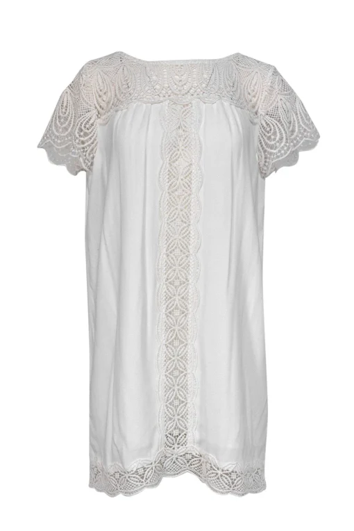 Joie - White Shift Dress w/ Crochet Details Sz M