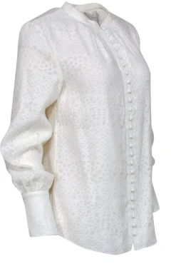 Joie - White Textured Long Sleeve Button-Up "Tariana" Blouse Sz 2