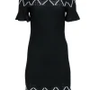 Jonathan Simkhai - Black Knit Short Sleeve Dress w/ White Weaving Details Sz M