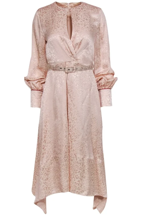 Jonathan Simkhai - Light Pink Leopard Print Jacquard Belted Midi Dress Sz 4