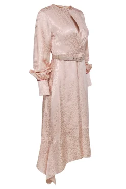 Jonathan Simkhai - Light Pink Leopard Print Jacquard Belted Midi Dress Sz 4