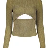 Jonathan Simkhai - Lime Green & Taupe Rib Knit Sweetheart Top Sz M