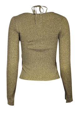 Jonathan Simkhai - Lime Green & Taupe Rib Knit Sweetheart Top Sz M