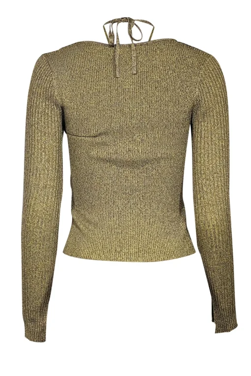 Jonathan Simkhai - Lime Green & Taupe Rib Knit Sweetheart Top Sz M
