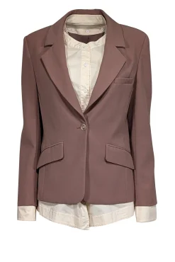 Jonathan Simkhai - Mauve Single Button Blazer w/ Cream Shirting Detail Sz 8