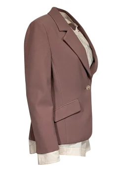 Jonathan Simkhai - Mauve Single Button Blazer w/ Cream Shirting Detail Sz 8