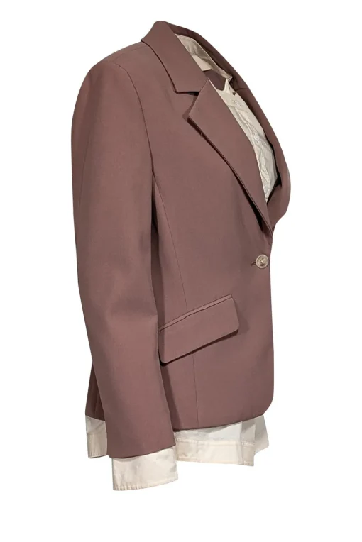 Jonathan Simkhai - Mauve Single Button Blazer w/ Cream Shirting Detail Sz 8