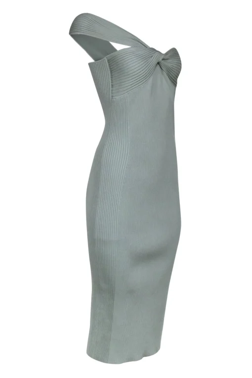 Jonathan Simkhai - Mint Green Ribbed One Shoulder Dress Sz L