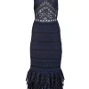 Jonathan Simkhai - Navy & Black Eyelet Lace Sleeveless Fit & Flare Formal Dress Sz 0