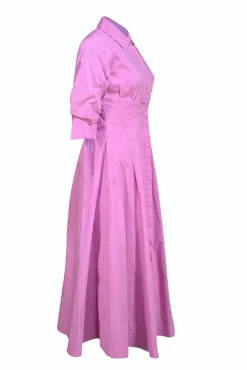 Jonathan Simkhai - Pink Cropped Sleeve Collared Button Down Maxi Dress Sz S
