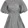 Jonathan Simkhai - Sage Green Mini Shirtdress w/ Bubble Hem & Sleeves Sz 0
